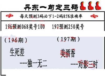 3d197期:丹东一句定三码