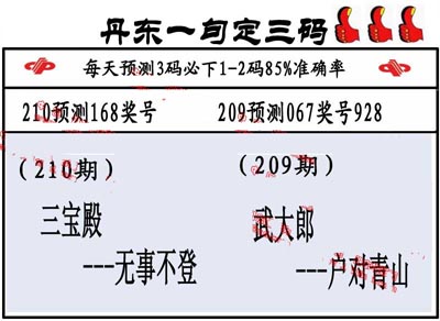 3d210期:丹东一句定三码