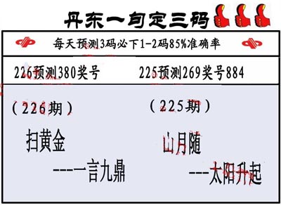 3d226期：丹东一句定三码