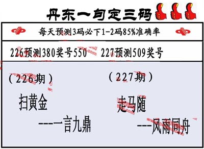 3d227期：丹东一句定三码