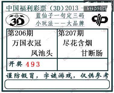 3d207期:蓝仙子一句定三码