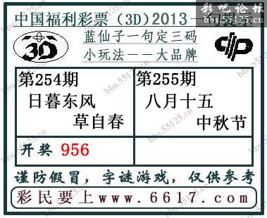 3d255期：蓝仙子一句定三码