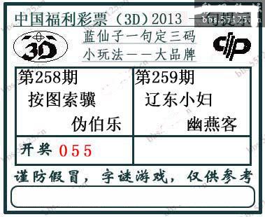 3d259期：蓝仙子一句定三码